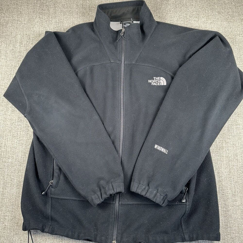 VTG The North Face WindWall Fleece Jacket Mens Large Black Full Zip Outdoor
